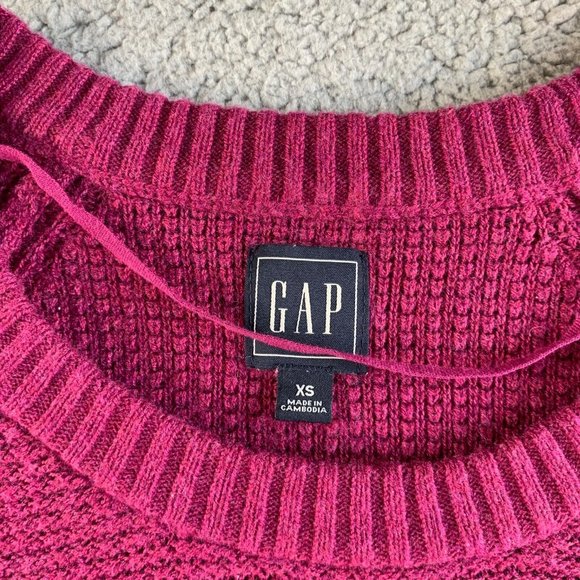 Gap Tunic Sweater Womens‎ XS Merino Wool Chunky Knit Bishop Sleeve Scoop Purple - Picture 3 of 11